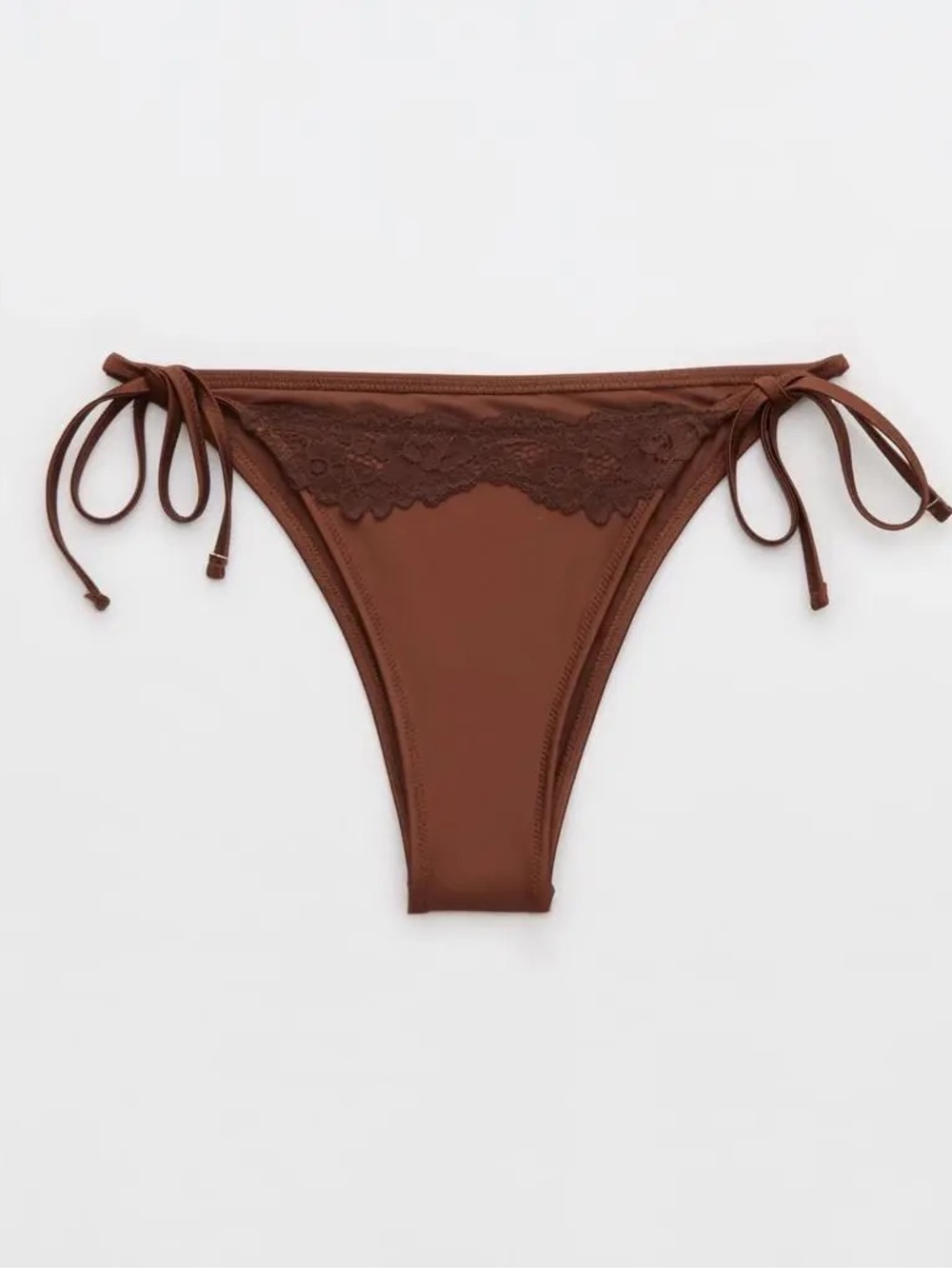 Aerie The Sunbun Shine Brown Lace Bikini Bottom Size Large NWT
